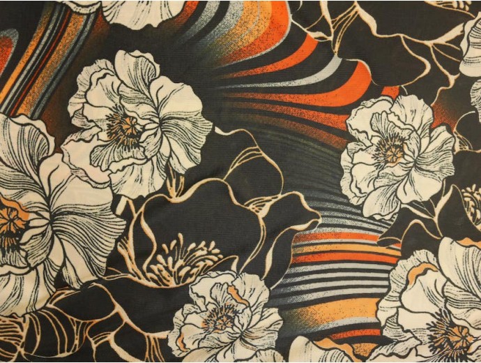 Single Jersey Printed Fabric - Dark Flowers